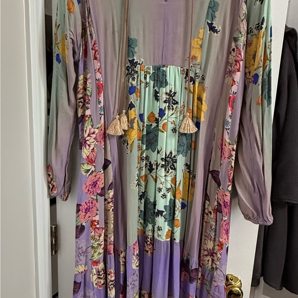 Johnny Was Floral Dress with Blue and Green Accents - Picture 3 of 4